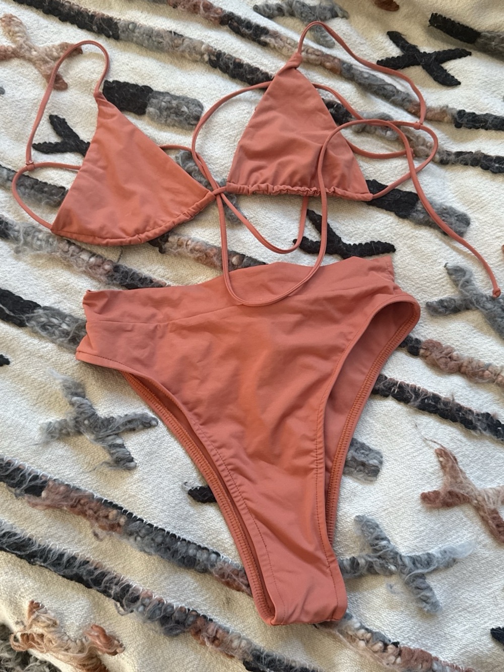 Triangle String Bikini Set in Dusty Terracotta
